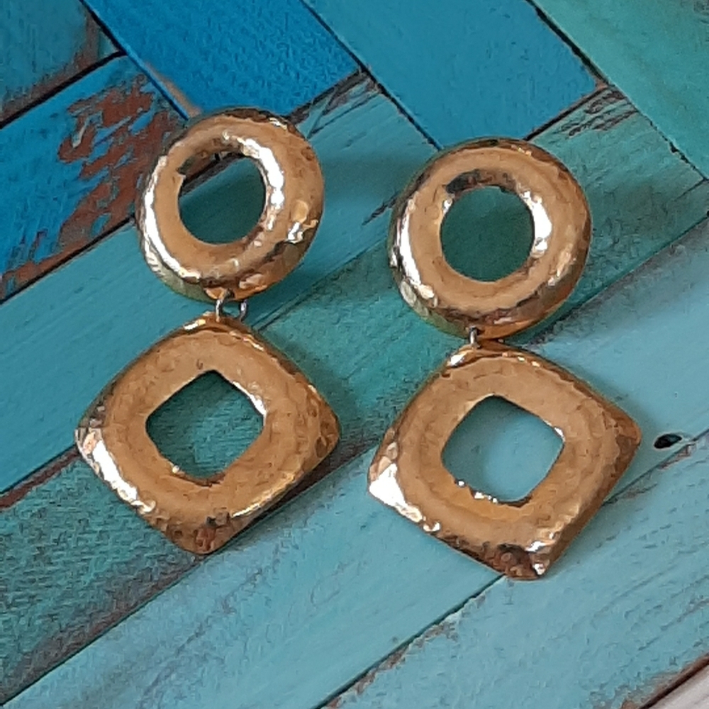 Earrings Dangles Goldtone Metal